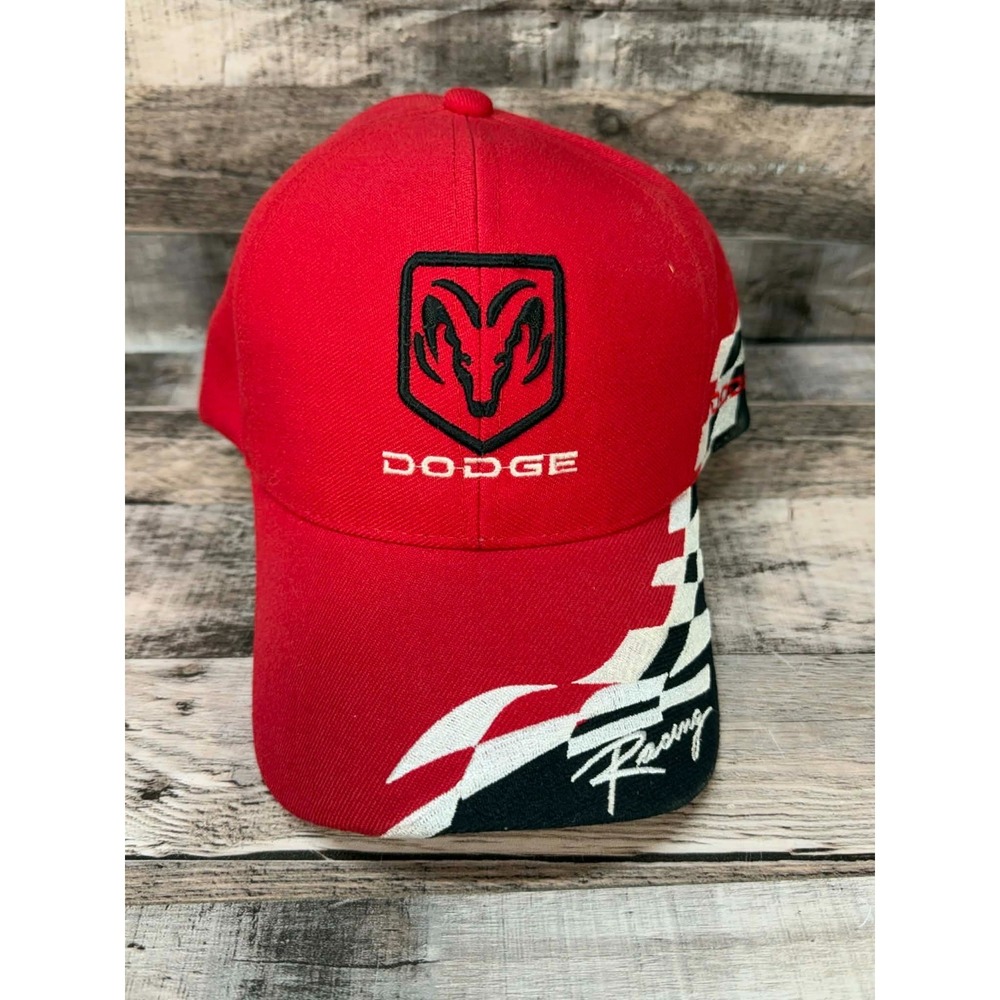 Vintage‎ Dodge Racing Adjustable Hat Red Black Ram Logo